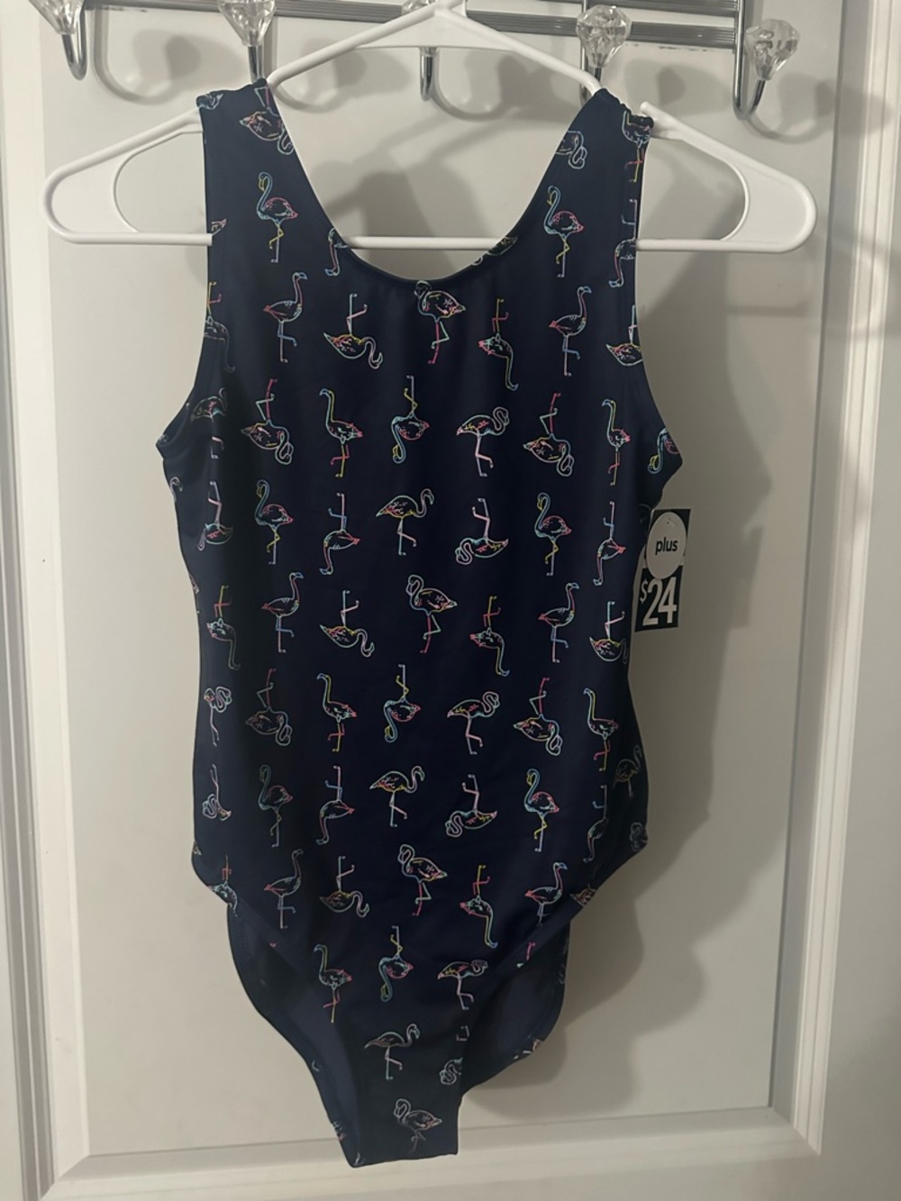 Kids Navy Flamingo One-Piece Swimsuit
